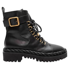 Bottes de combat en cuir noir Valentino Taille 37.5