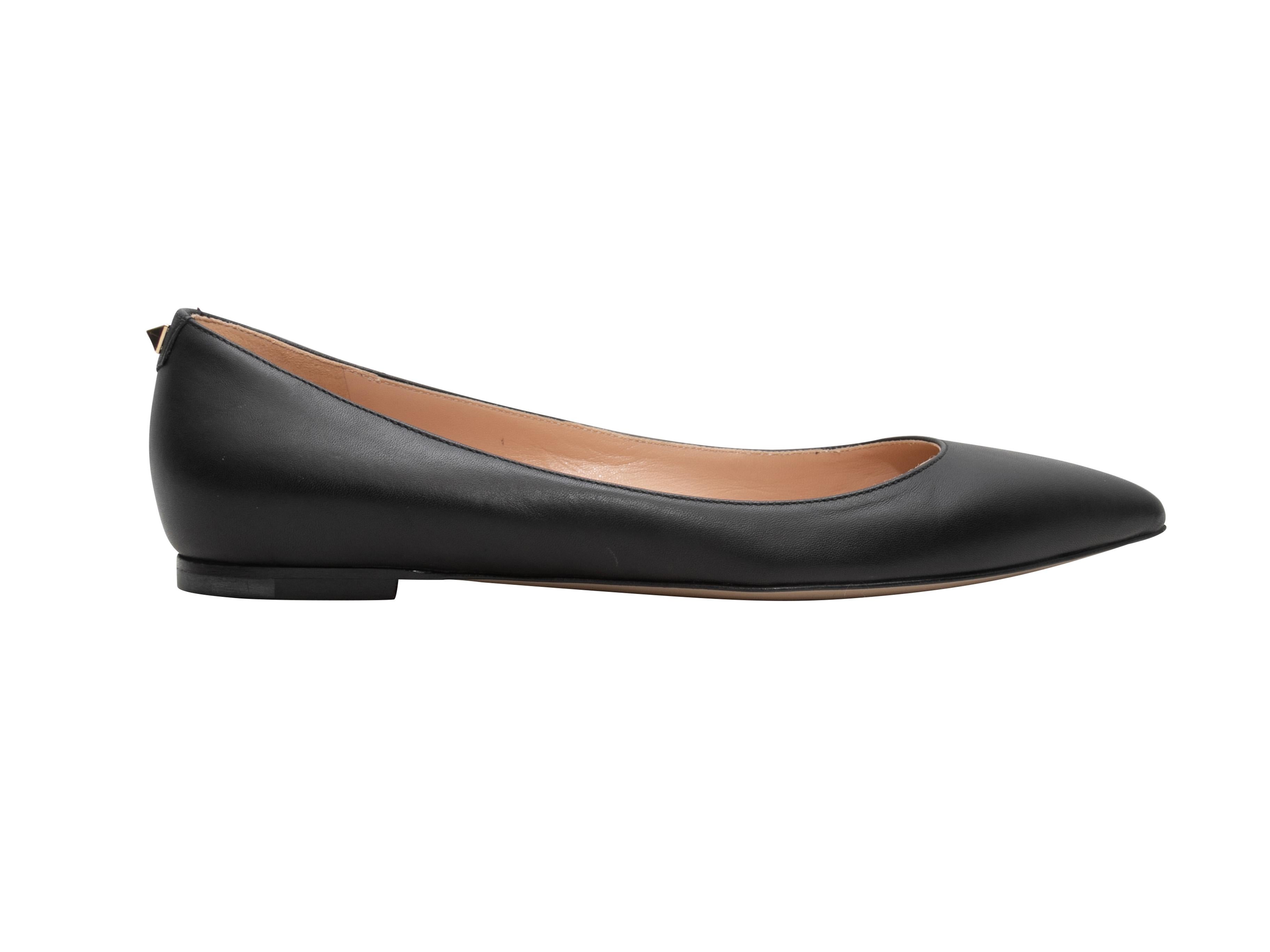Black Valentino Pointed-Toe Ballet Flats Size 37 In Good Condition For Sale In New York, NY