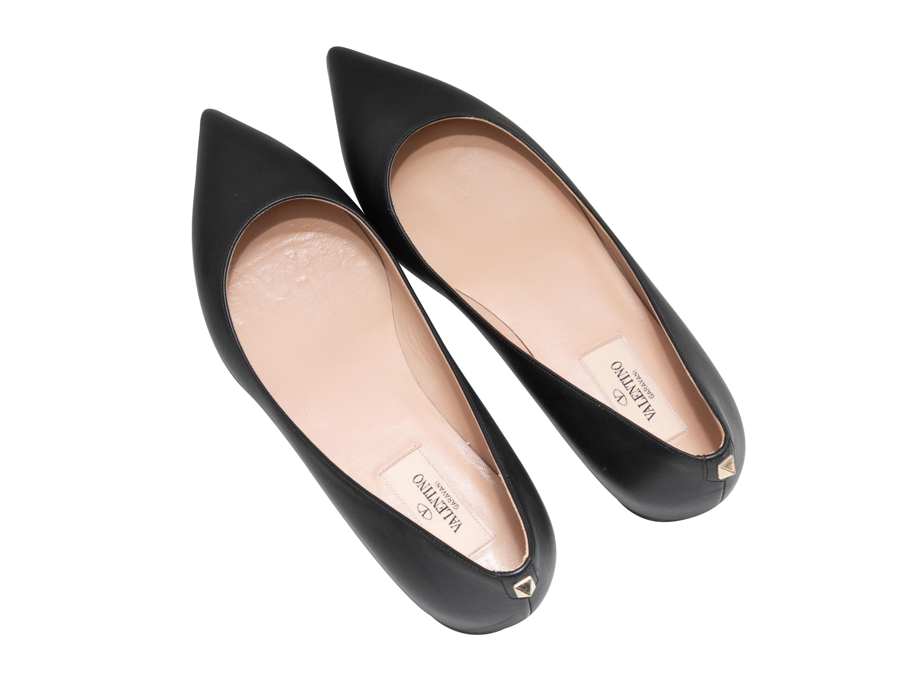 Black Valentino Pointed-Toe Ballet Flats Size 37 For Sale 1