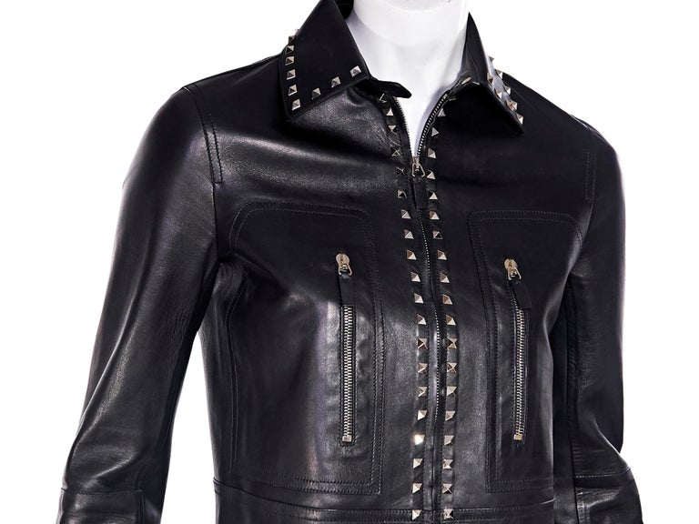 Valentino Black Rock Stud Leather Jacket at 1stDibs