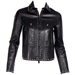 Vintage Valentino Black Rock Stud Leather Jacket