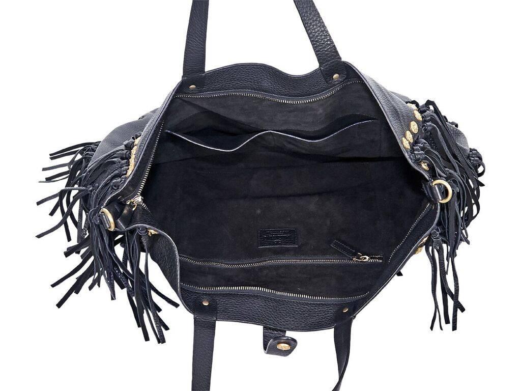 Black Valentino Rockabee Studded & Fringe Bag In Good Condition In New York, NY