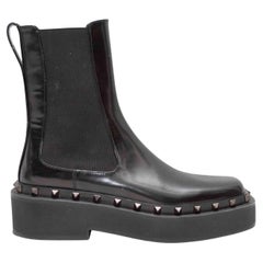 Black Valentino Rockstud-Trimmed Ankle Boots Size 37