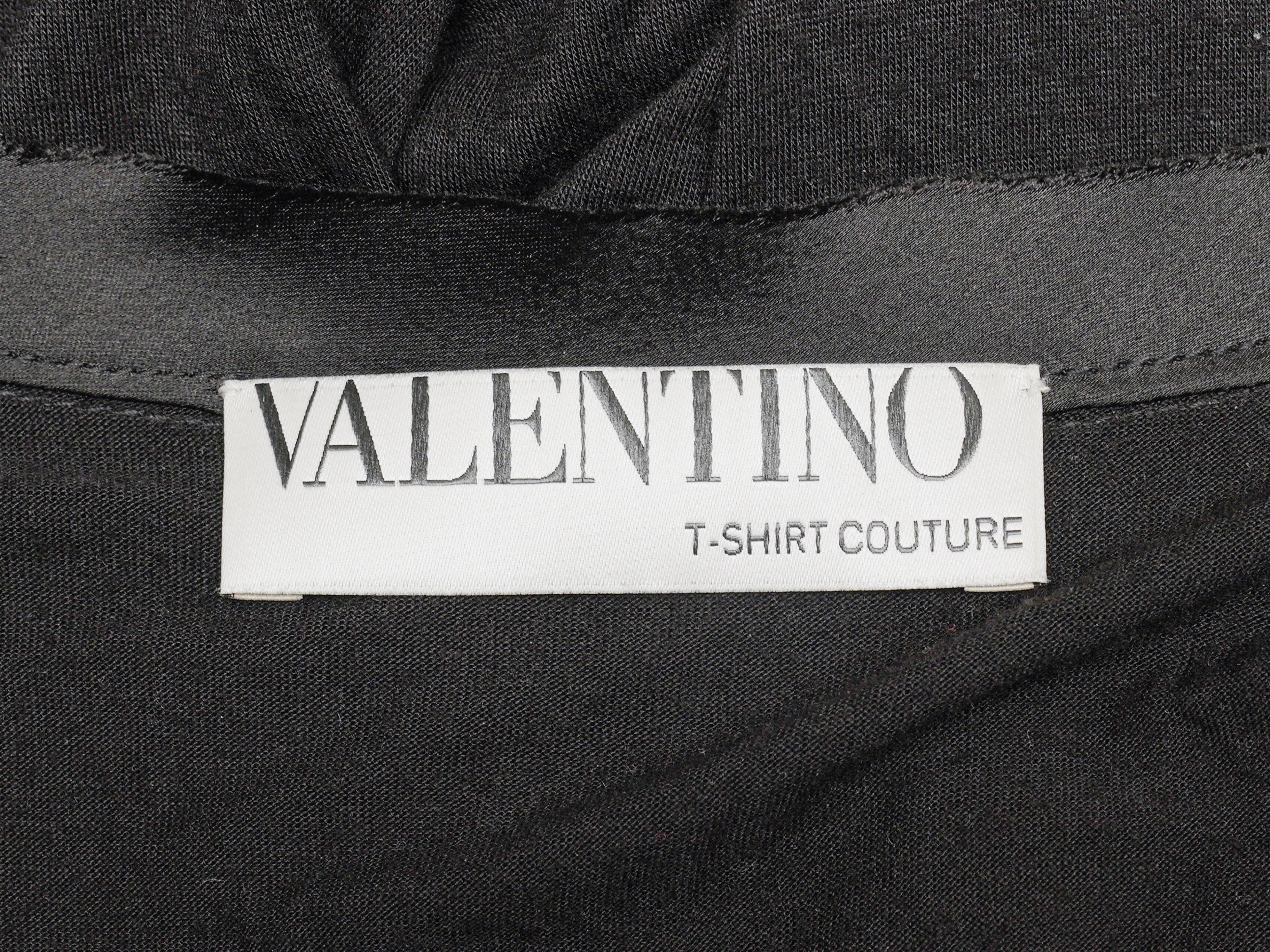Black Valentino T-Shirt Couture Embellished Cap Sleeve Top Size US 4 For Sale 2