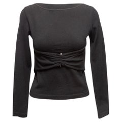 Pull à col bénitier en laine vierge Valentino, noir Taille US S
