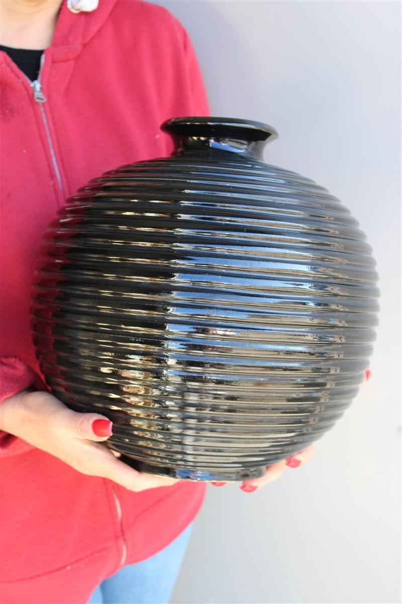 Black Vase Art Deco 1930 Italian Design Round 6