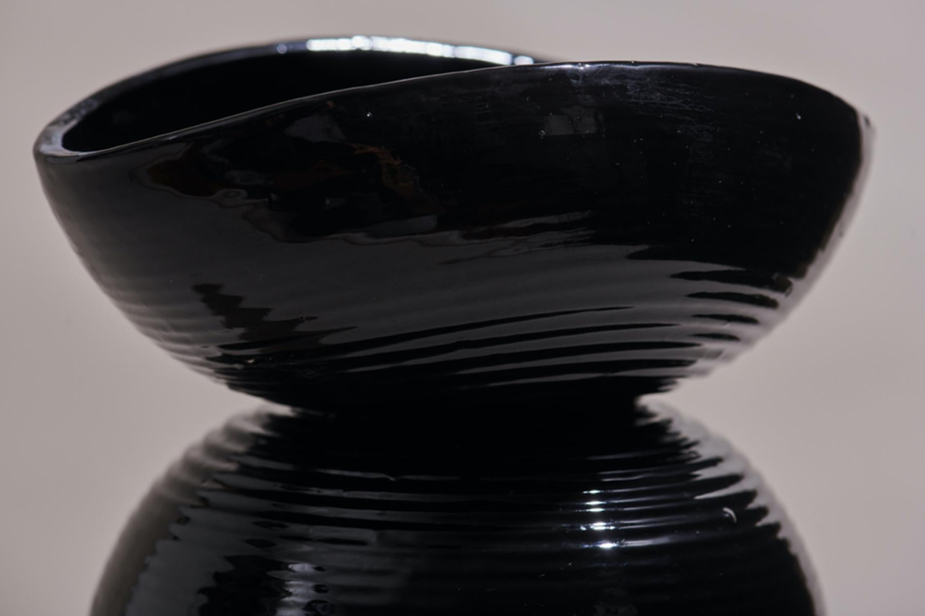 Chilean Black Vase in Glazed Ceramic For Sale