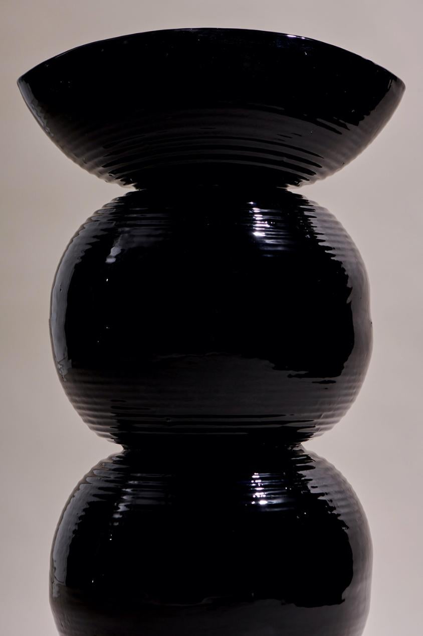 Black Vase in Glazed Ceramic In New Condition For Sale In Firenze, IT