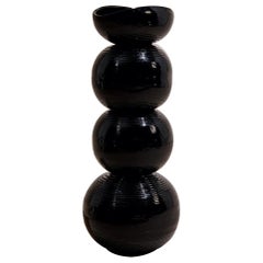 Black Vase in Glazed Ceramic