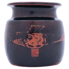 Black Vase in Stoneware, Stig Lindberg, Gustavsbergs Studio