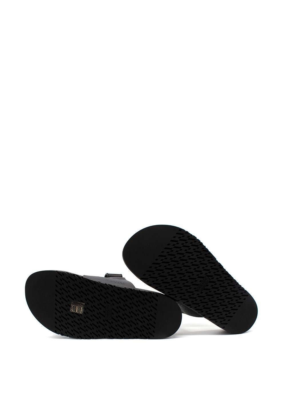 Black Veau Leather Chypre Sandals 1