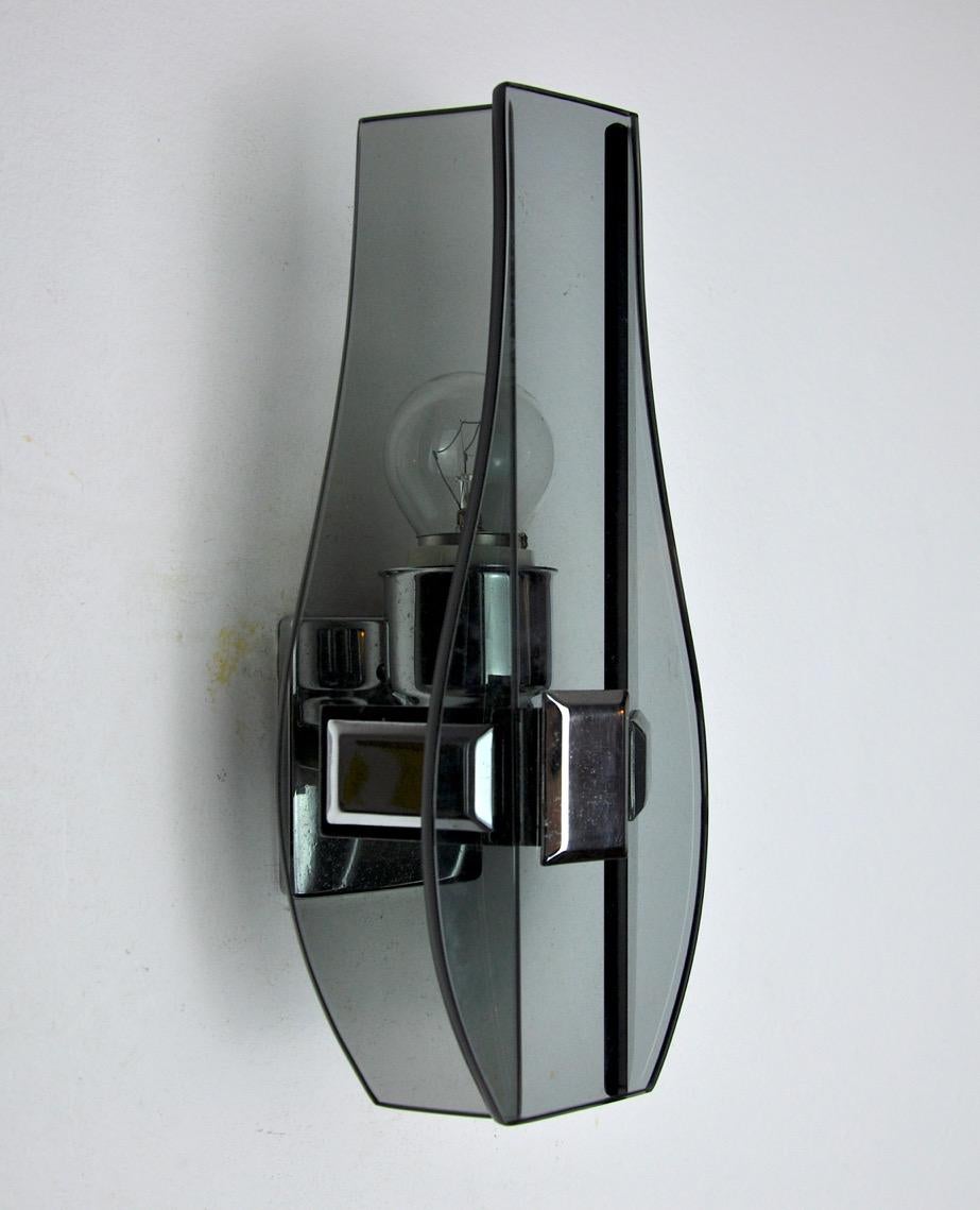 Italian Black Veca Wall Lamp, Cut Murano Glass, Italy, 1970 For Sale