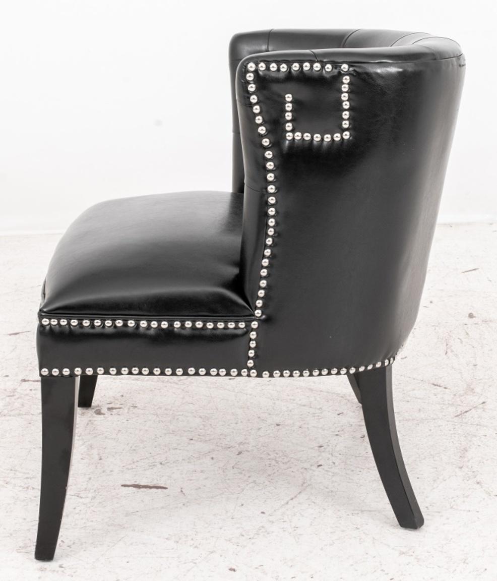 Black Vegan Leather Upholstered Lounge Chair In Good Condition For Sale In New York, NY