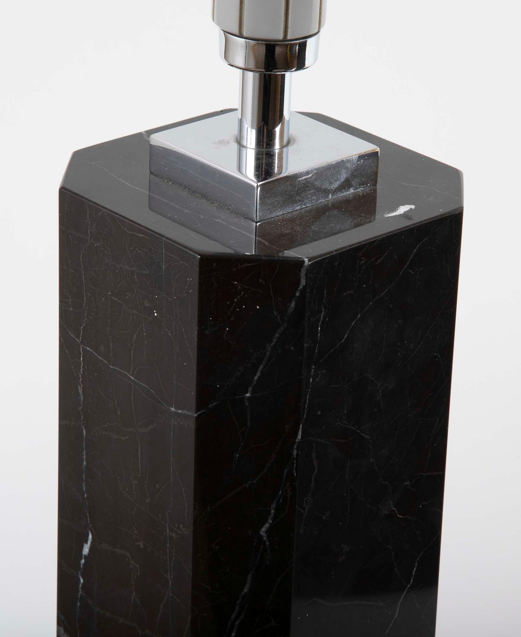 Black Veined Marble Lamp Attributed to T.H. Robsjohn-Gibbings 5