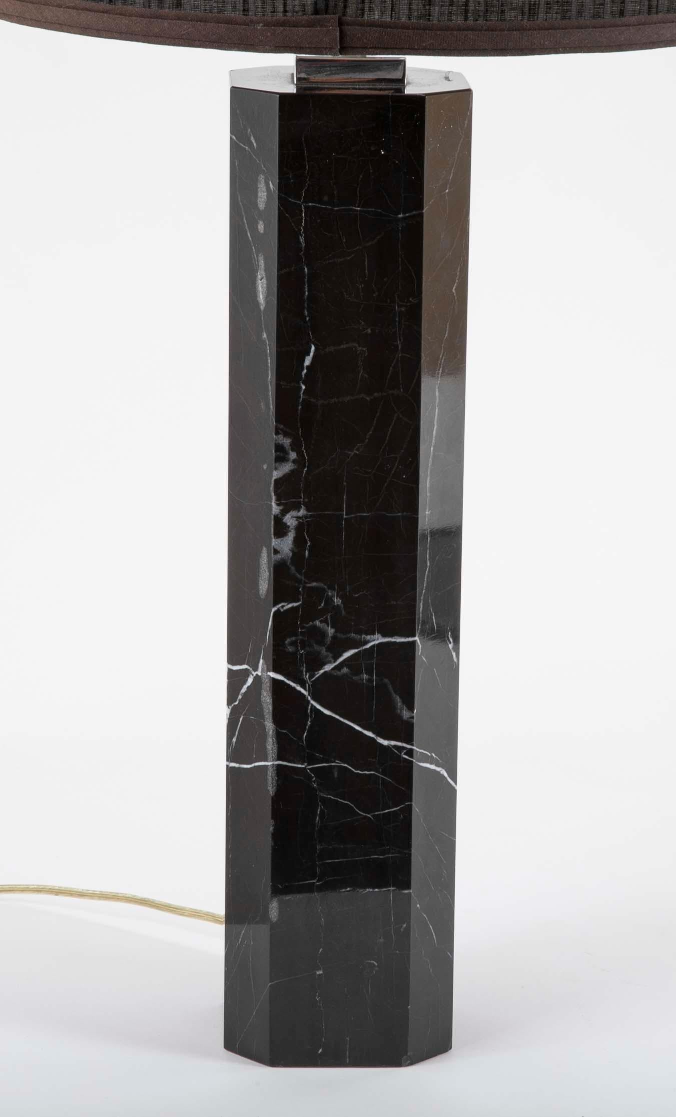 Mid-Century Modern Black Veined Marble Lamp Attributed to T.H. Robsjohn-Gibbings