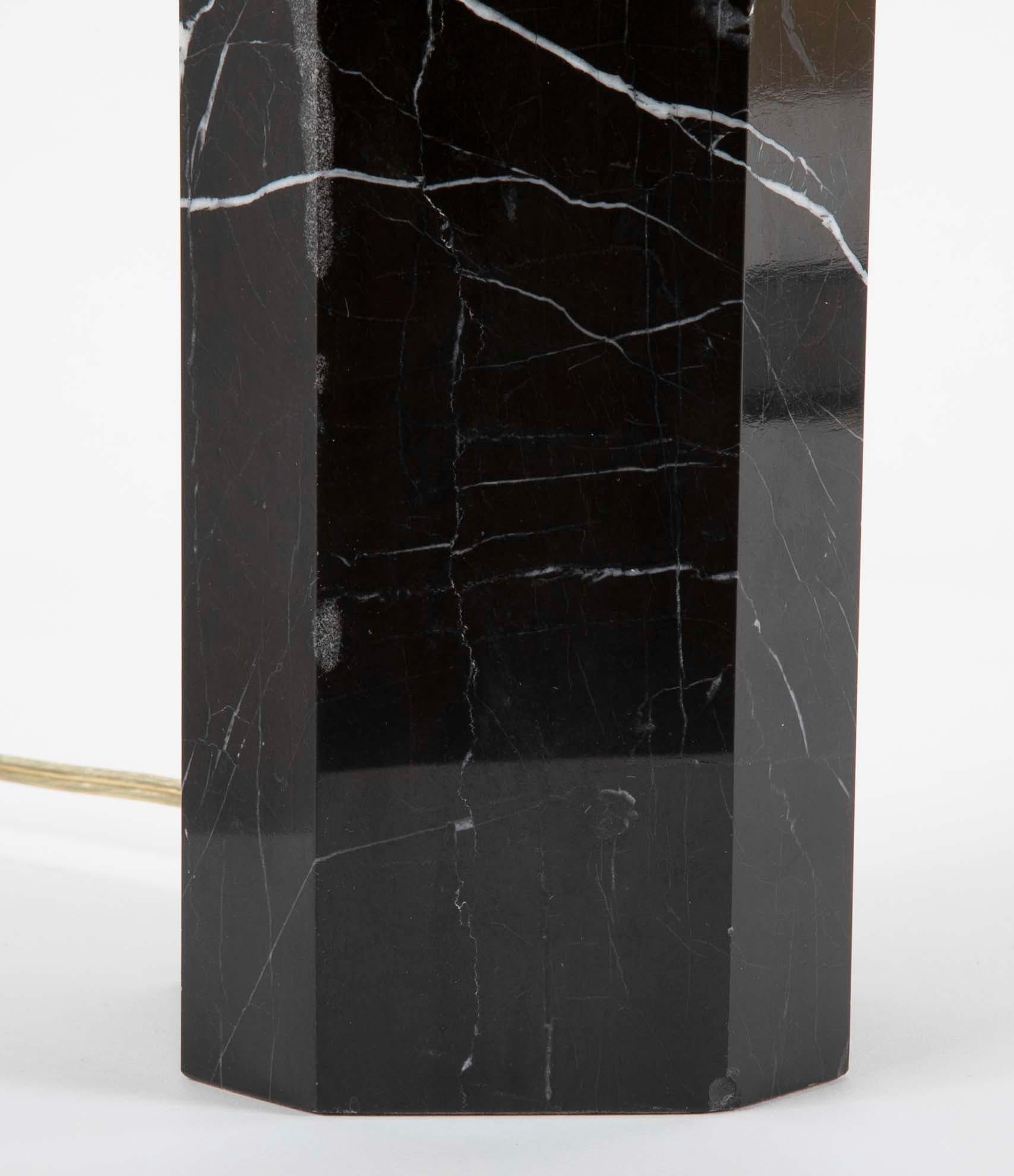 Black Veined Marble Lamp Attributed to T.H. Robsjohn-Gibbings In Good Condition In Stamford, CT
