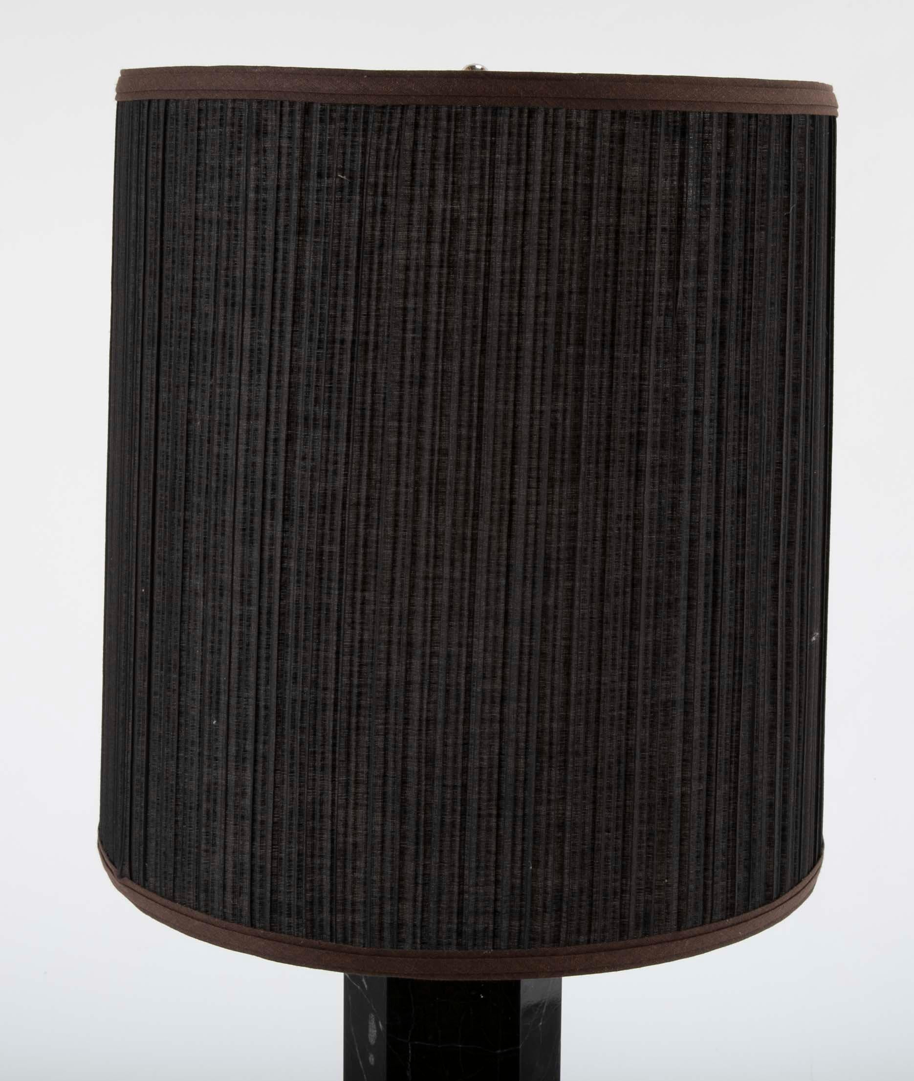20th Century Black Veined Marble Lamp Attributed to T.H. Robsjohn-Gibbings