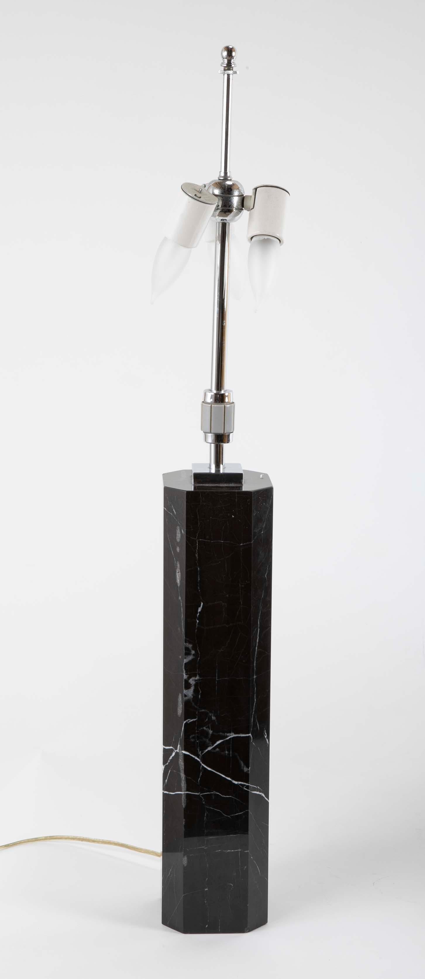 Black Veined Marble Lamp Attributed to T.H. Robsjohn-Gibbings 1