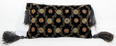 Black Velvet 1960s Zardozi Zari Gemstone Pillow, India