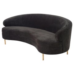Black Velvet and Brass Sofa