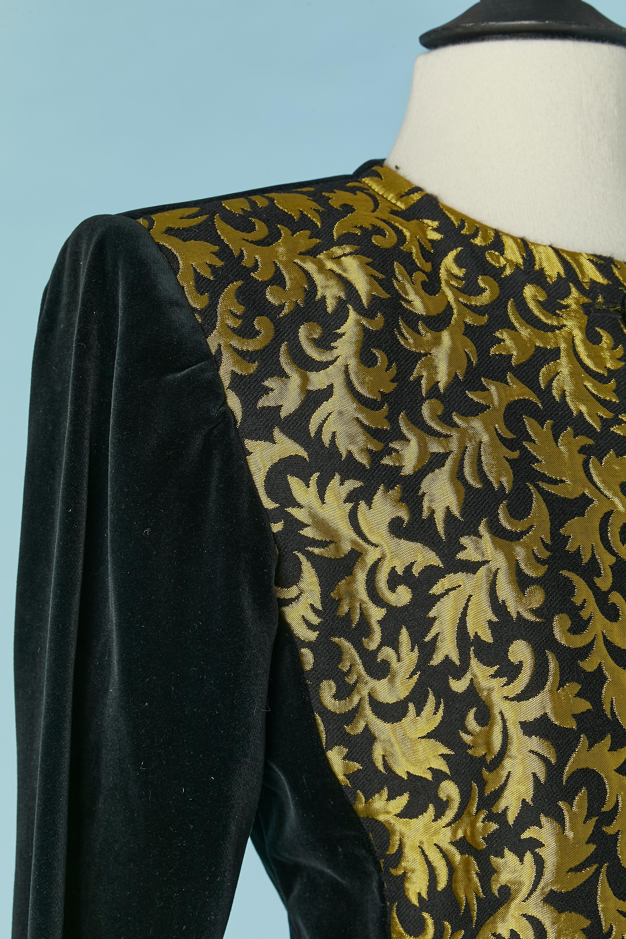 Black velvet and brocade skirt-suit Yves Saint Laurent Variation Winter 1990 For Sale 1