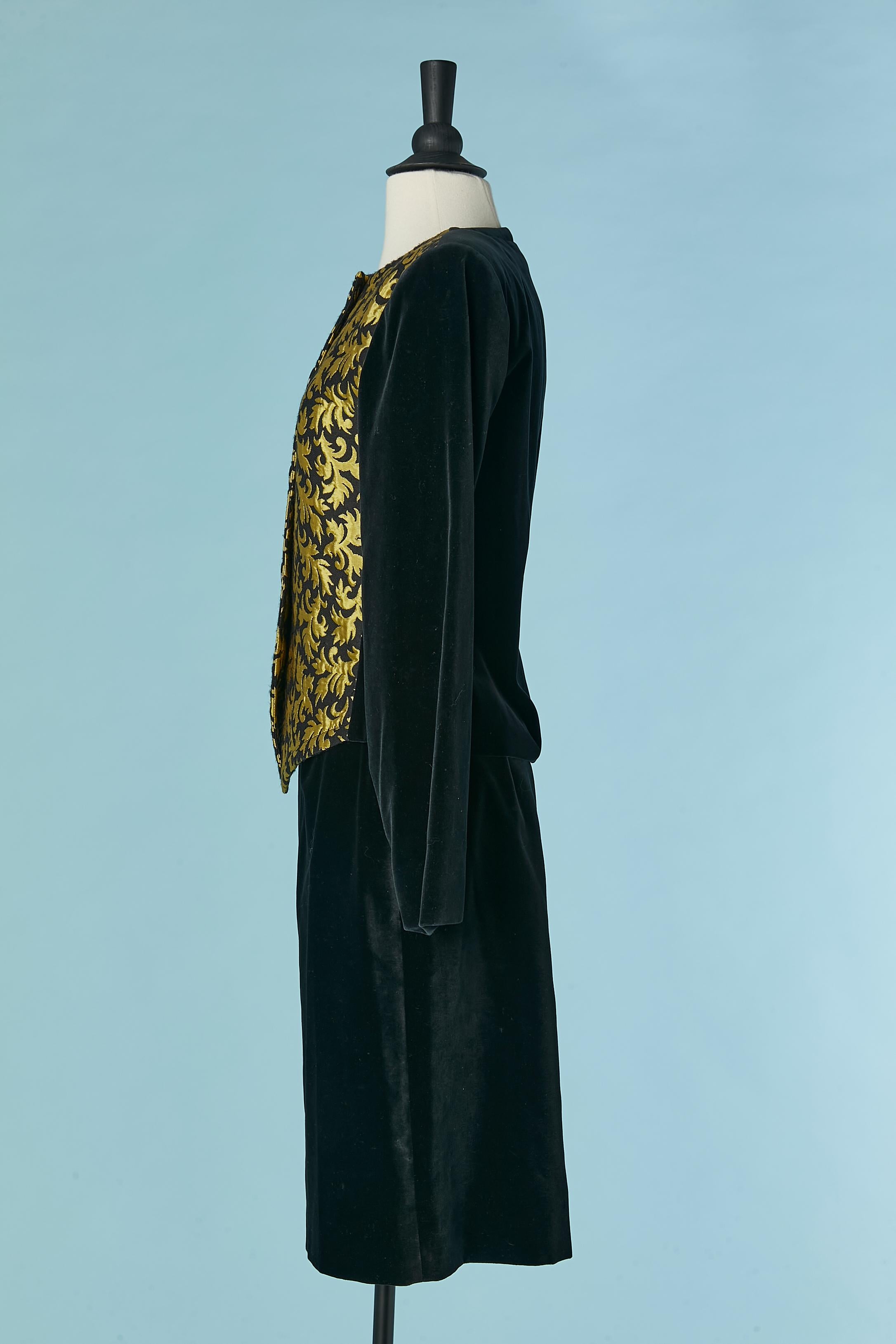 Black velvet and brocade skirt-suit Yves Saint Laurent Variation Winter 1990 For Sale 2