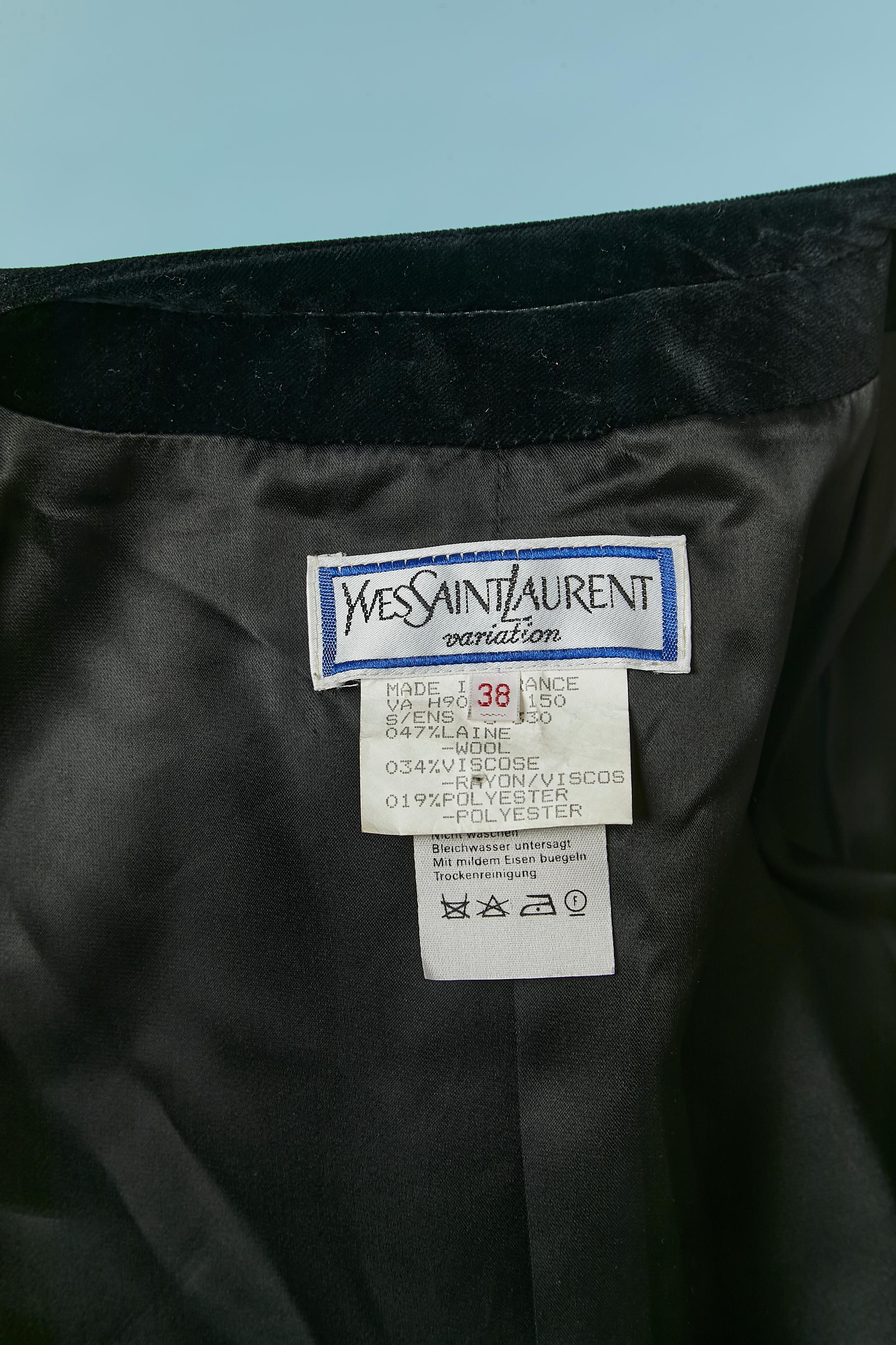 Black velvet and brocade skirt-suit Yves Saint Laurent Variation Winter 1990 For Sale 5