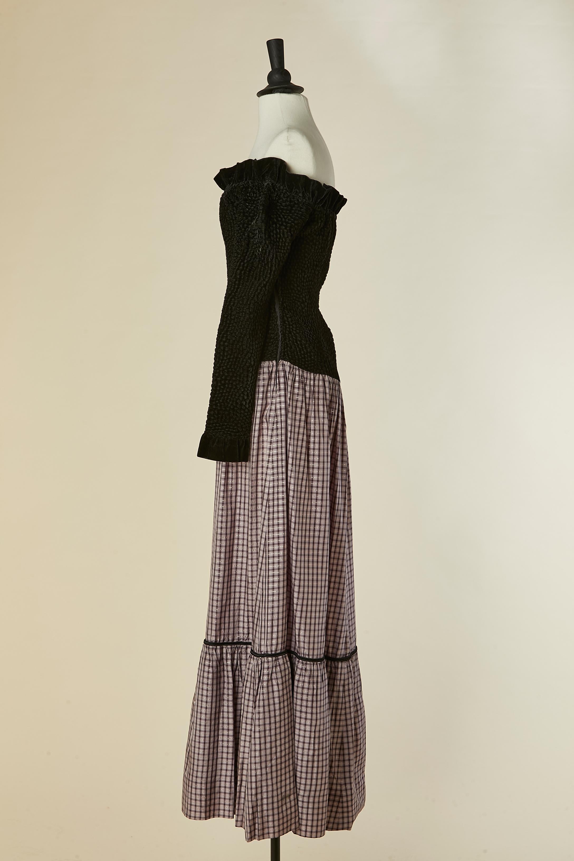 Robe du soir en velours noir et acétate à carreaux Givenchy Nouvelle Boutique Pour femmes en vente