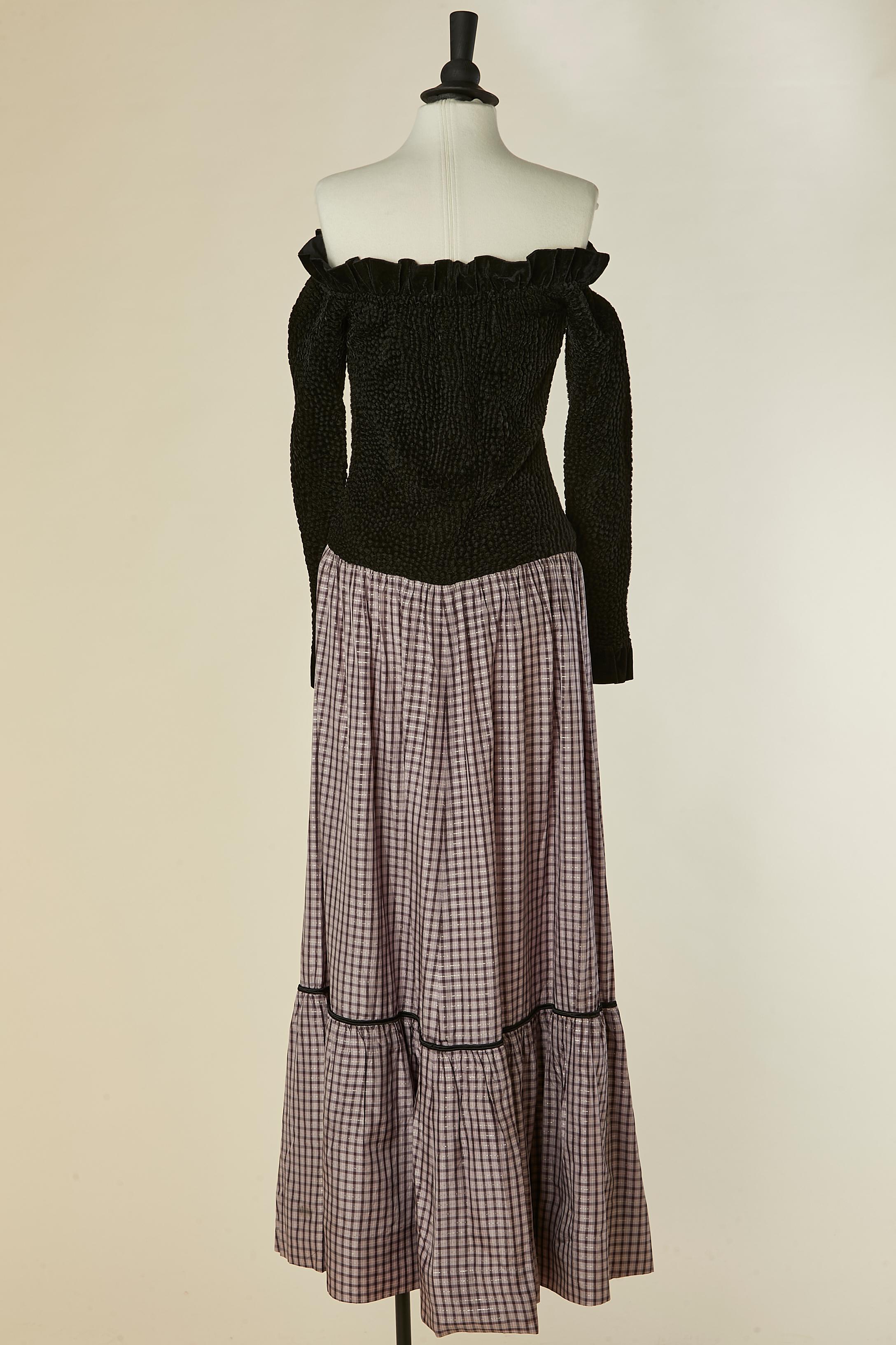 Robe du soir en velours noir et acétate à carreaux Givenchy Nouvelle Boutique en vente 1