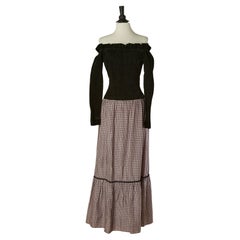 Vestido de noche de terciopelo negro y acetato con estampado de cuadros GIVENCHY Nouvelle Boutique