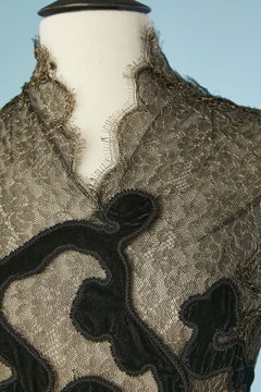 Black velvet and gold lace evening dress Lecoanet Hémant