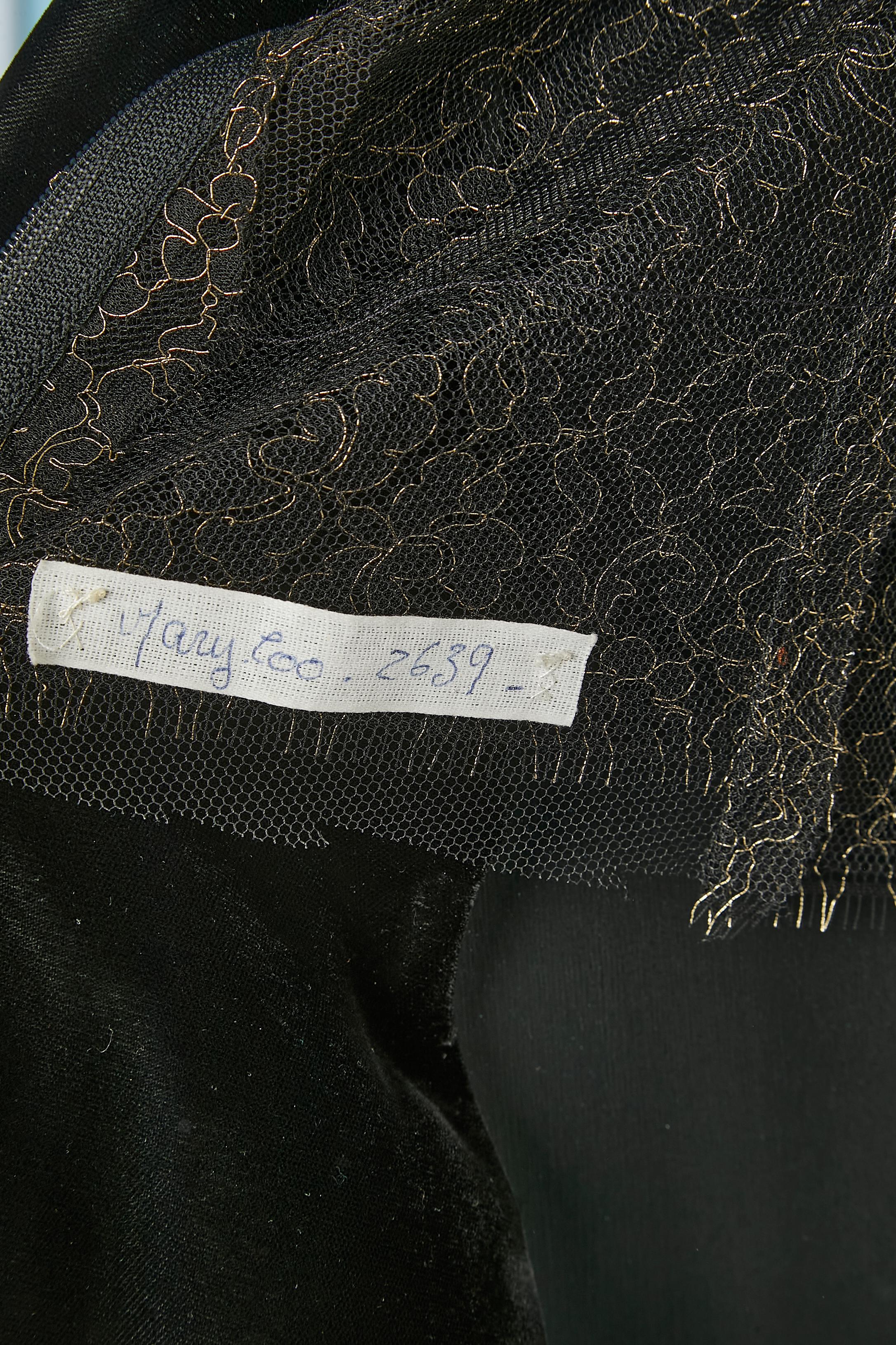 Black velvet and gold lace evening dress Lecoanet Hémant  For Sale 4