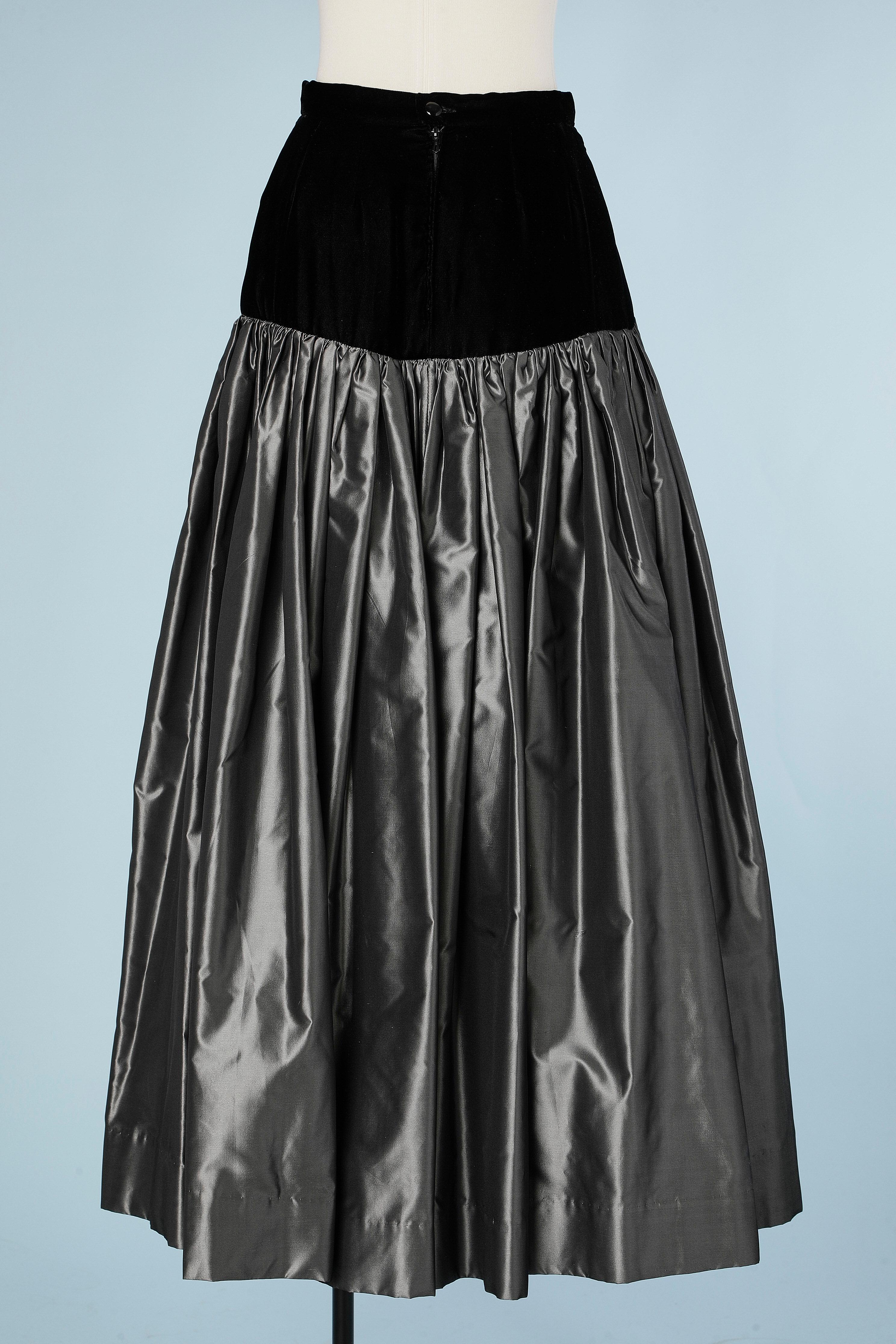 Black velvet and grey silk long skirt with gather Christian Dior Boutique 1