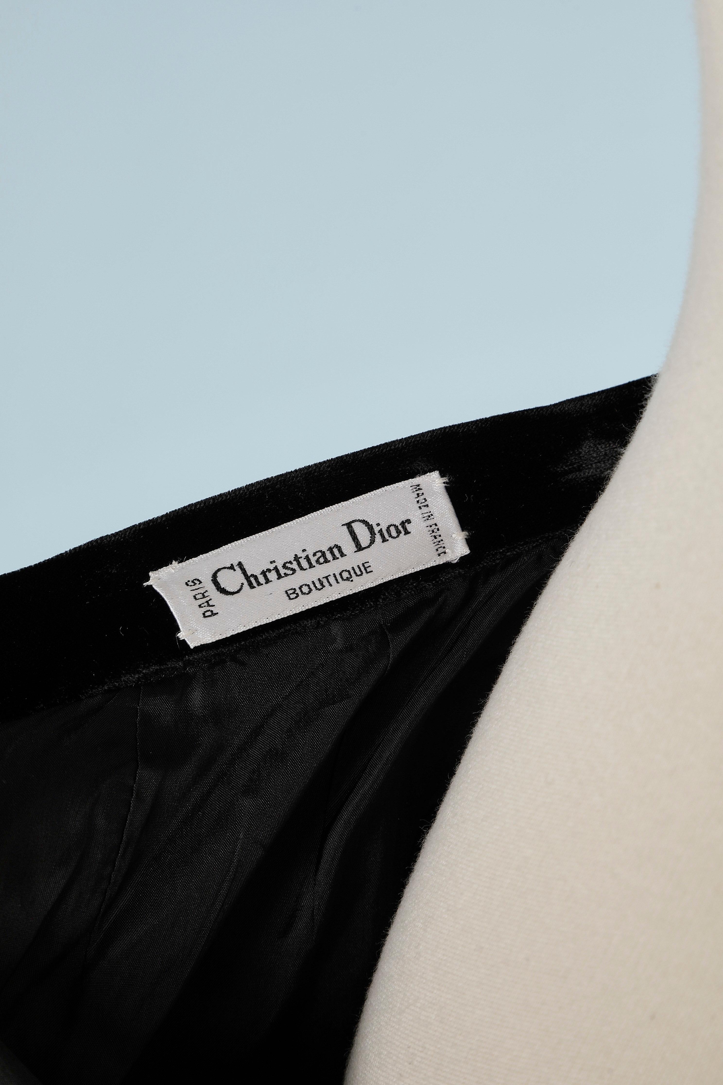 Black velvet and grey silk long skirt with gather Christian Dior Boutique 2