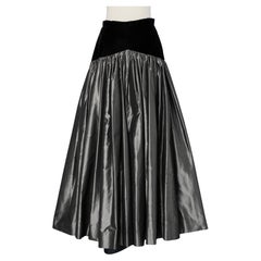 Black velvet and grey silk long skirt with gather Christian Dior Boutique
