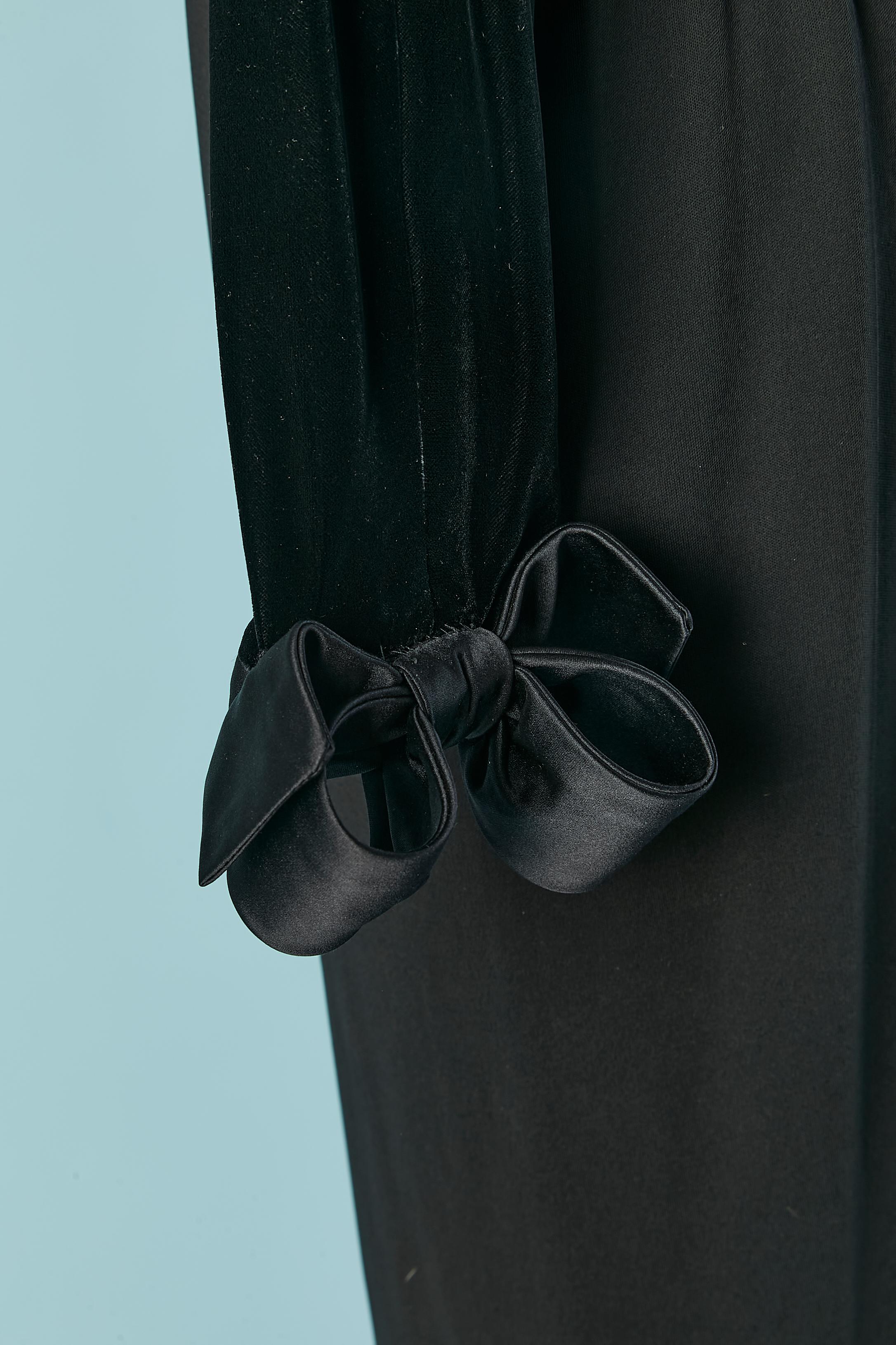 Women's Black velvet and jersey evening dress with rhinestone  Valentino Boutique For Sale