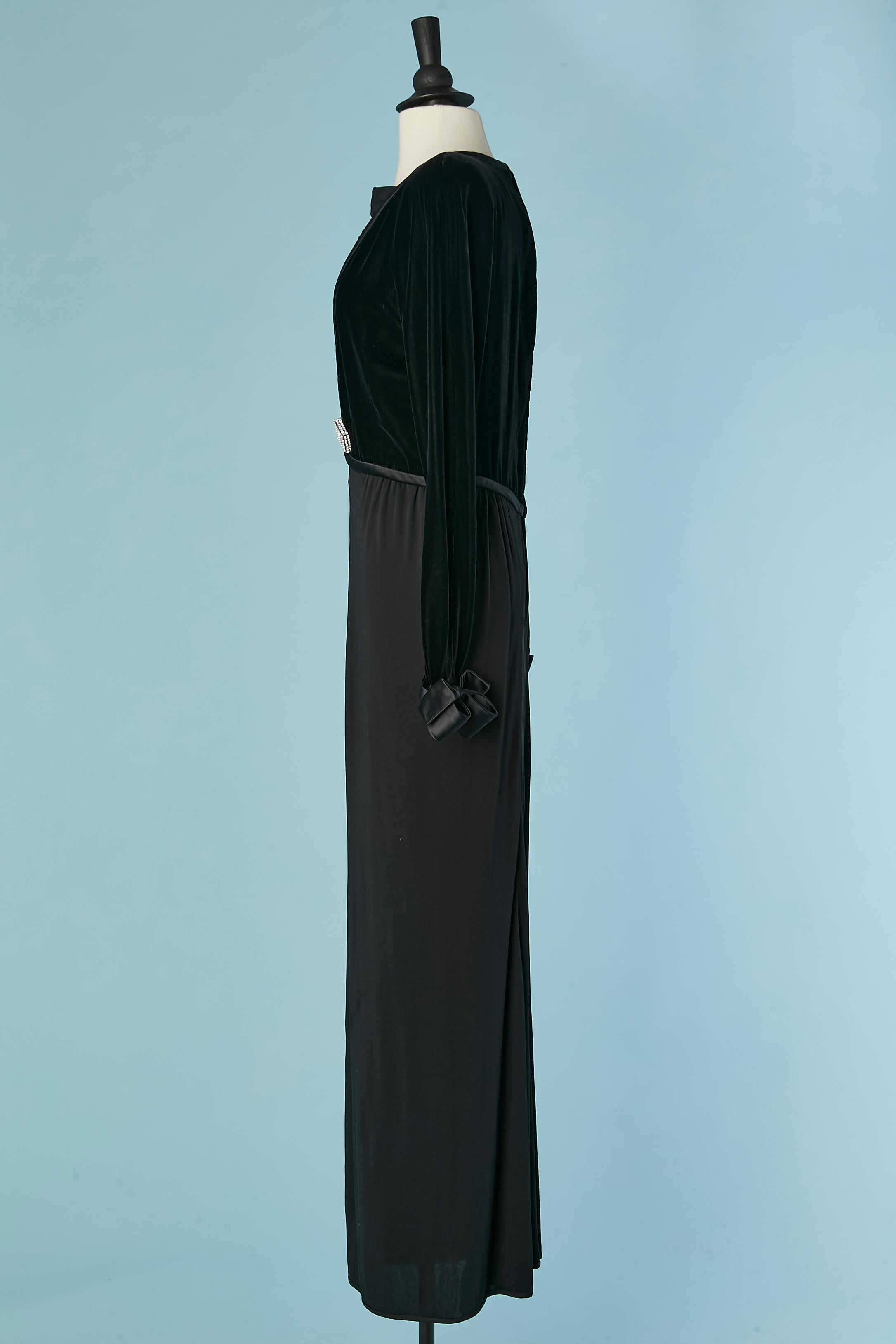 Black velvet and jersey evening dress with rhinestone  Valentino Boutique For Sale 1