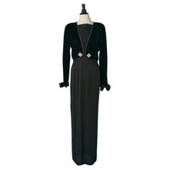 Black velvet and jersey evening dress with rhinestone  Valentino Boutique