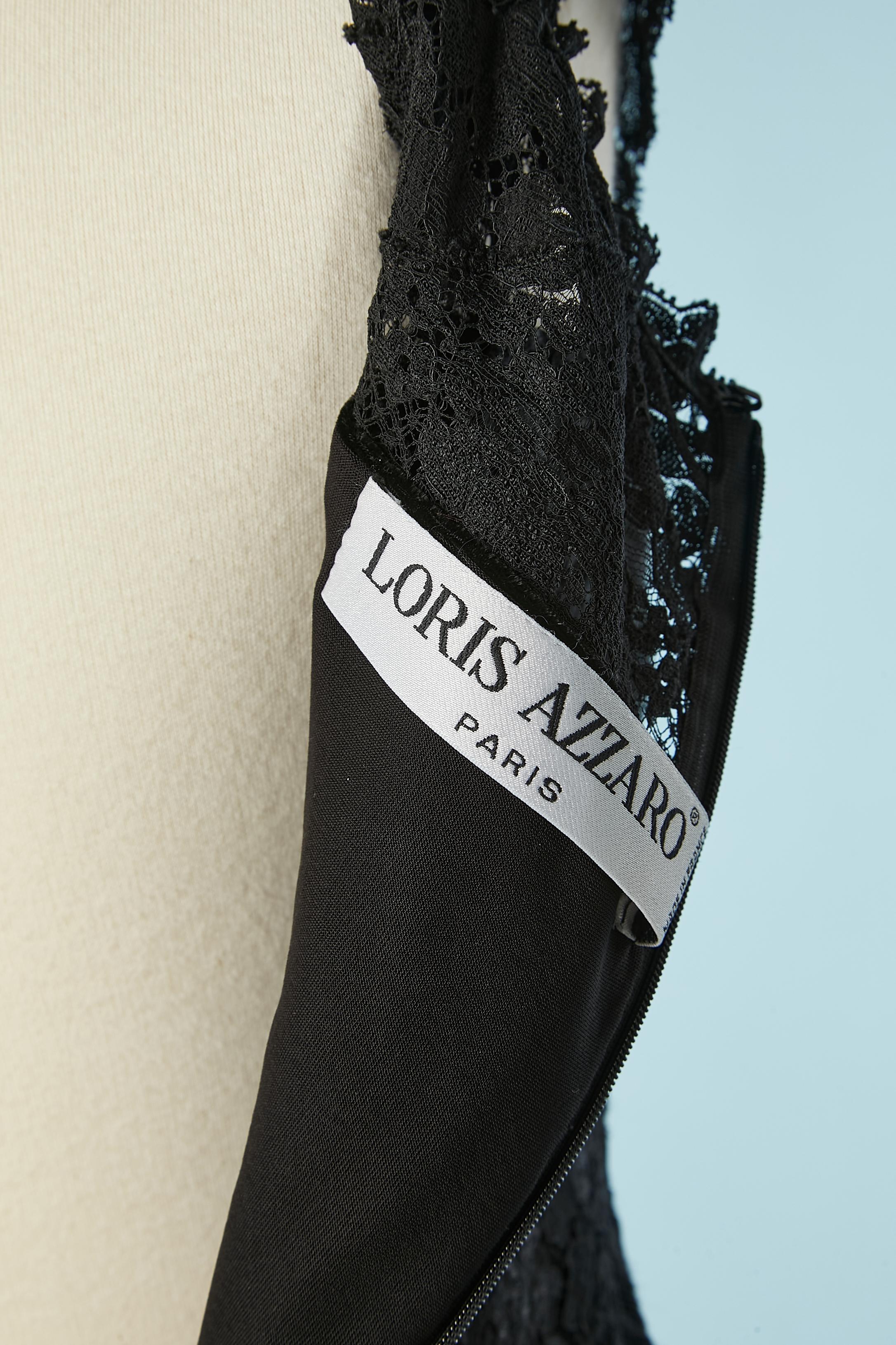 Black velvet and lace cocktail dress Loris Azzaro Circa 1980's  For Sale 2