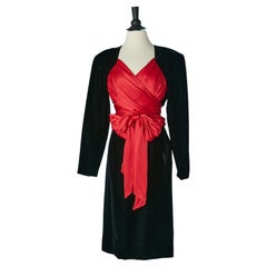 Black velvet and red silk satin bust LANVIN