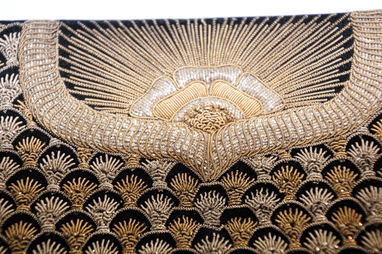Vintage 60s Zardozi Peacock Purse Embroidered Indian Clutch