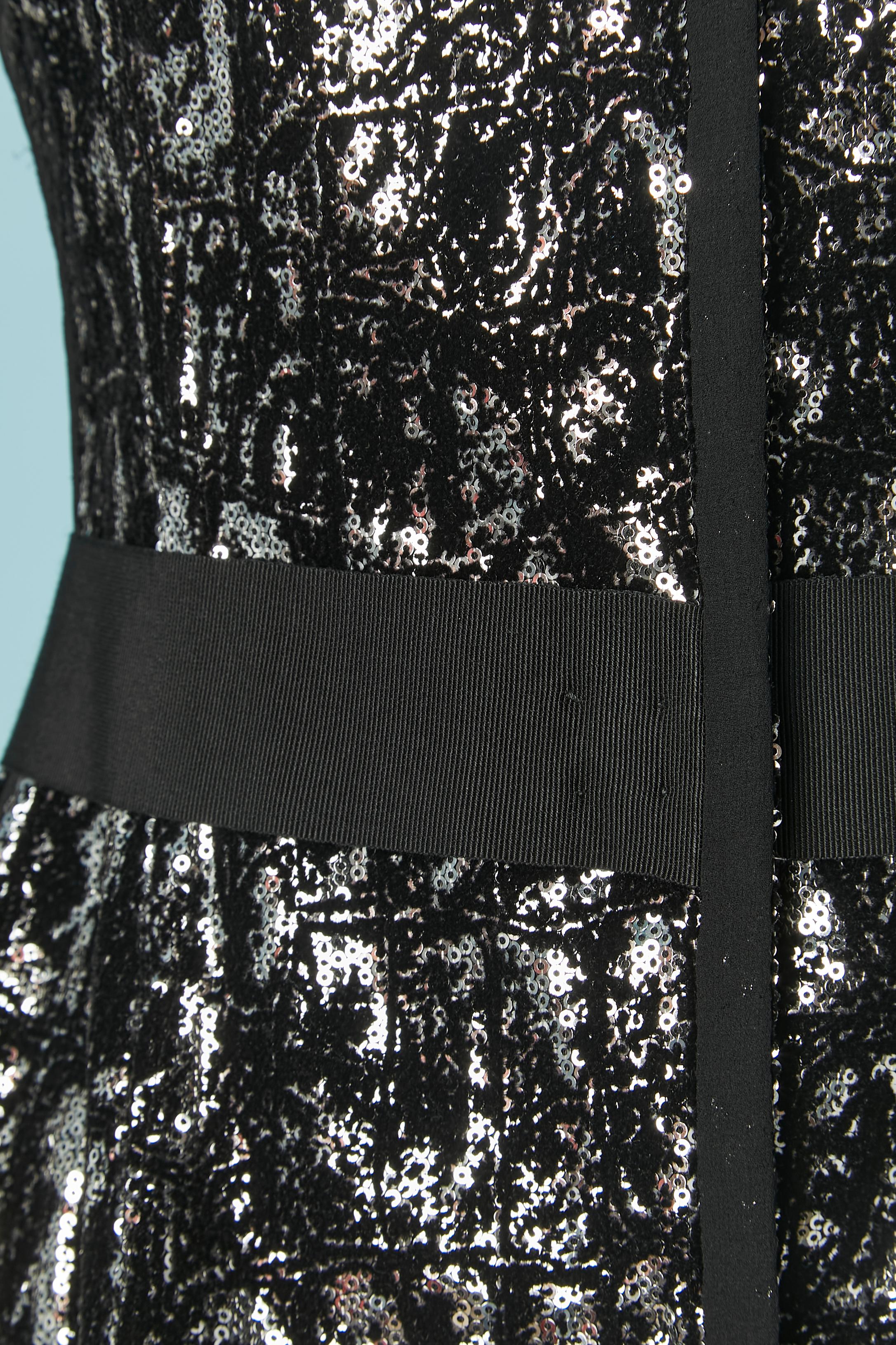 Women's Black velvet and silver sequin sigle breasted jacket DOLCE & GABBANA For Sale
