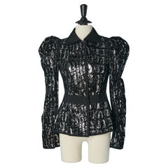 Black velvet and silver sequin sigle breasted jacket DOLCE & GABBANA