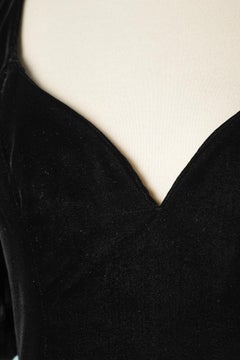 Black velvet and taffetas cocktail dress with balloon sleeves Loris Azzaro