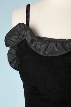 Black velvet and  taffetas ruffles cocktail dress Saint Laurent Rive Gauche