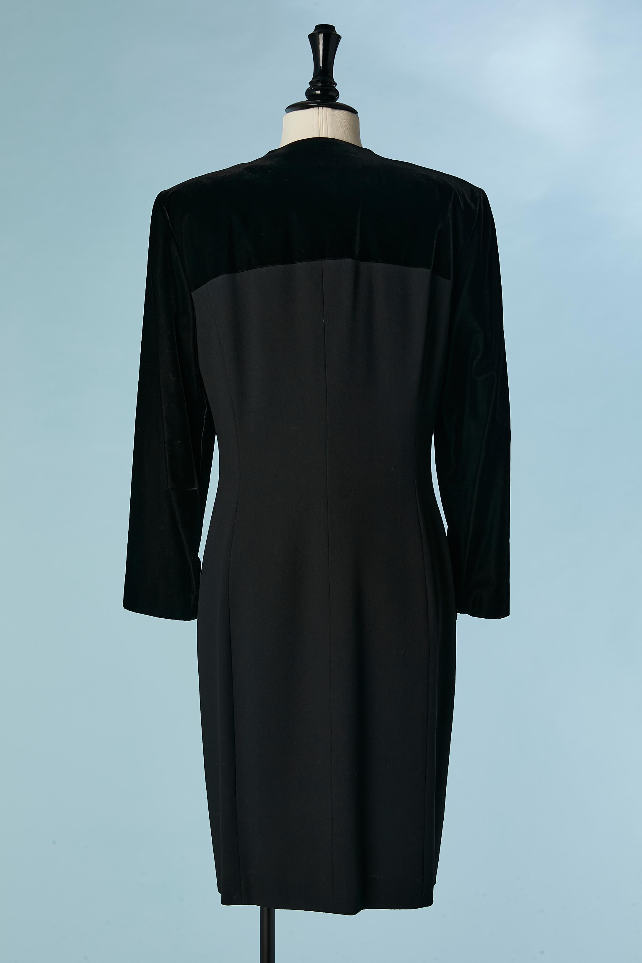Black velvet and wool cocktail dress Escada Couture Circa 1980's For Sale 1