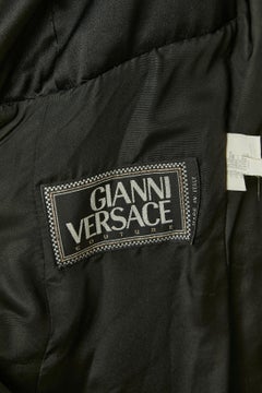 Robe de cocktail en velours et laine noire avec boutons bijoux Gianni Versace Couture