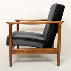Black Velvet Armchair, Designed by Edmund Homa, 1960s