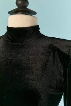 Black velvet asymmetrical evening dress with cut-work ALEXANDRE VAUTHIER