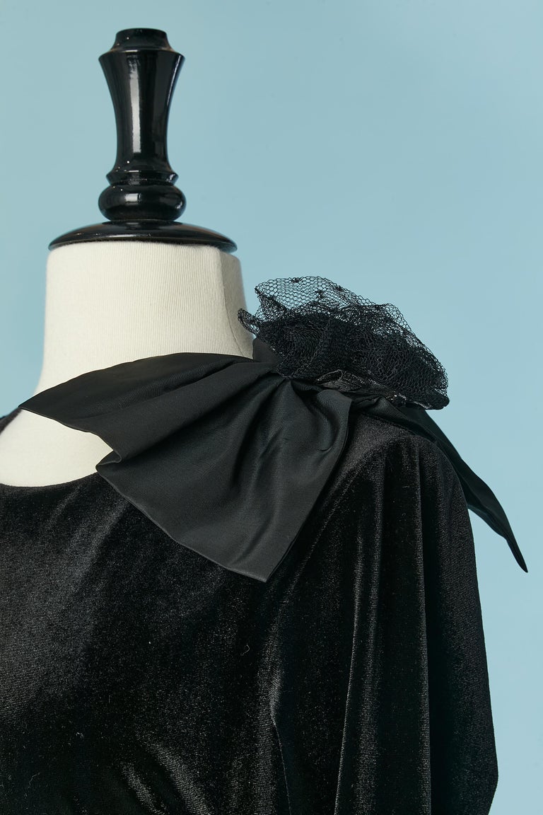 black velvet dress with silver bows Bows And Kisses Velvet Mini Dress in Black main image 0